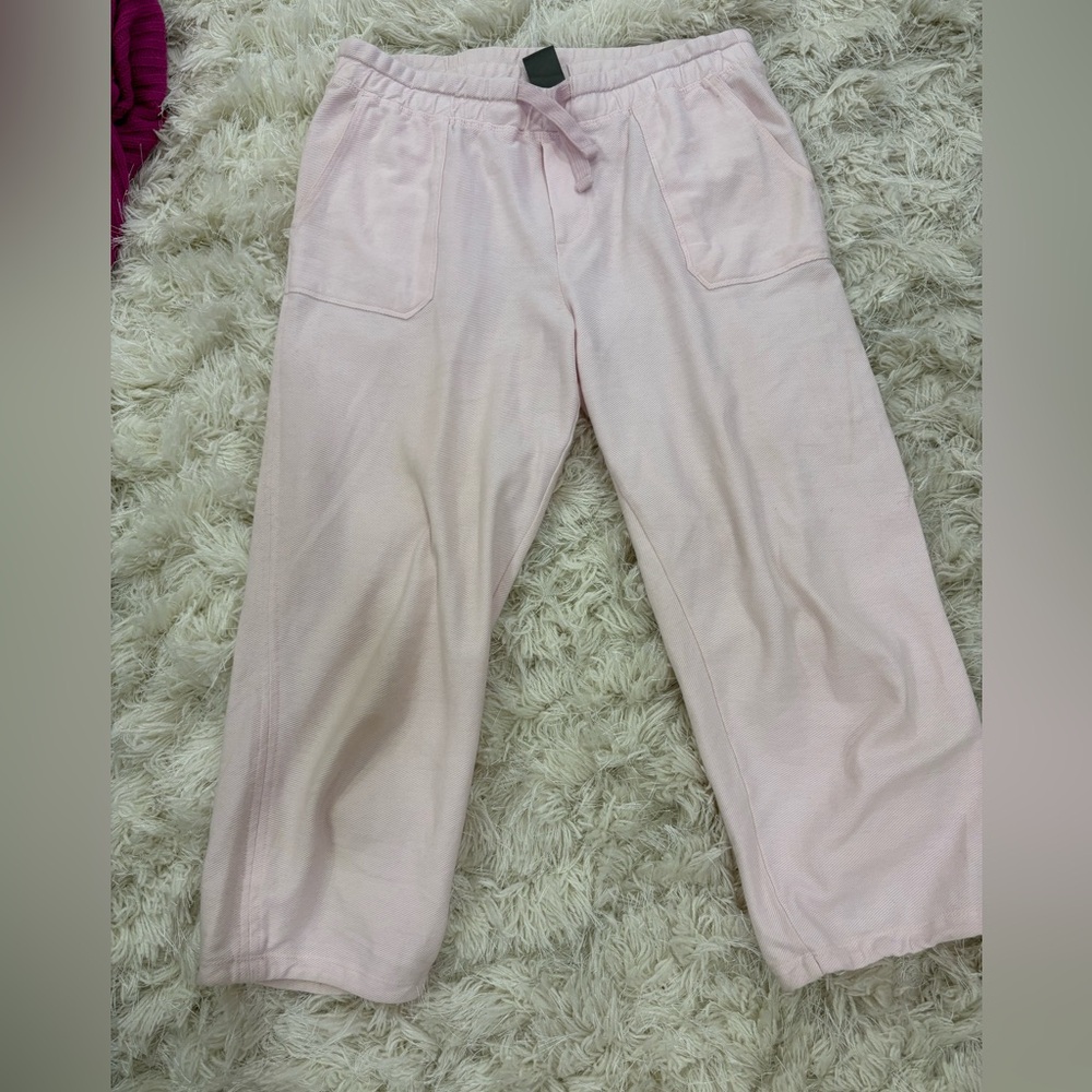 Pink cotton cropped pants